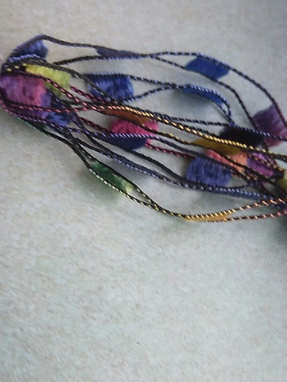Handmade Rainbow Ladder Ribbon Statement Necklace